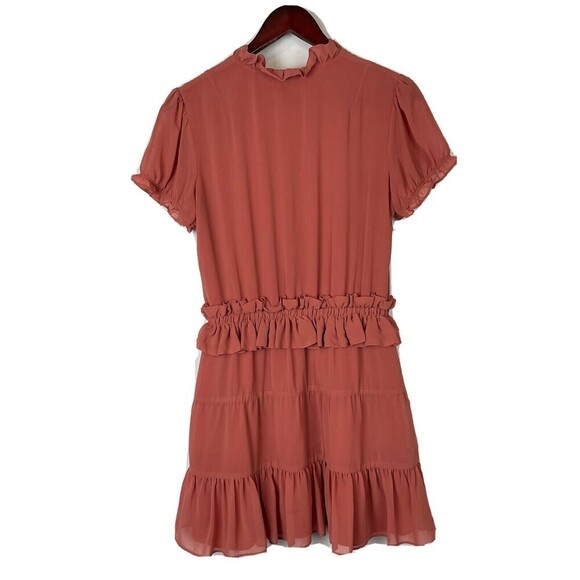 Tularosa size Small Colleen Short Sleeve Peach Ruffle tiered Dress prairie boho - Picture 9 of 9